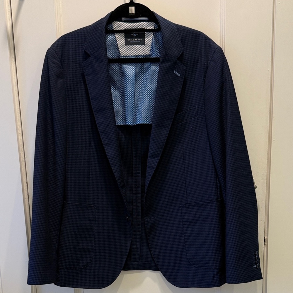 Tailorbyrd Navy Blazer with Patterned Lining